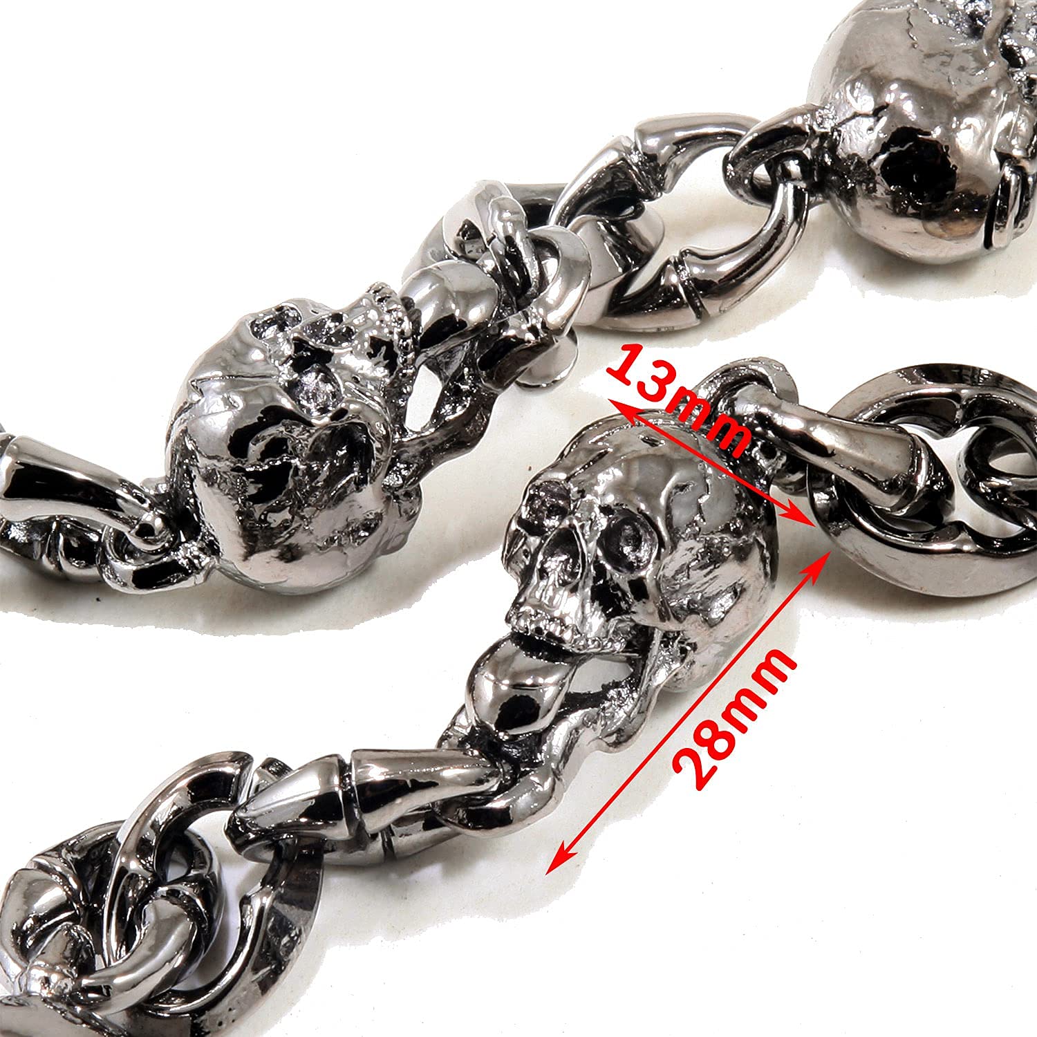 Double K NCS74MLT Schlüsselanhänger mit Totenkopf-Motiv, für Trucker, Biker, 55,9 cm / 68,6 cm, Silber/Schwarz
