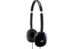 JVC Black Flat and Foldable Colorful On-Ear Headphones with 3.94 Ft Gold...