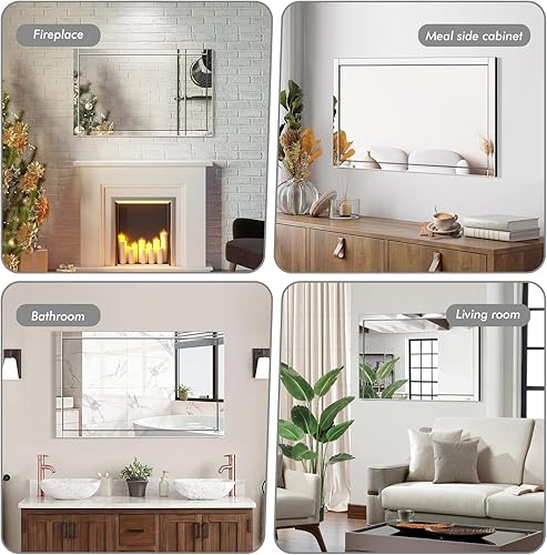 Miniatura 6 de Syndra Espejo de pared de cuerpo completo, espejo largo sobre la puerta, para baño, dormitorio, sala de estar, gimnasio, entrenamiento, 30 x 48