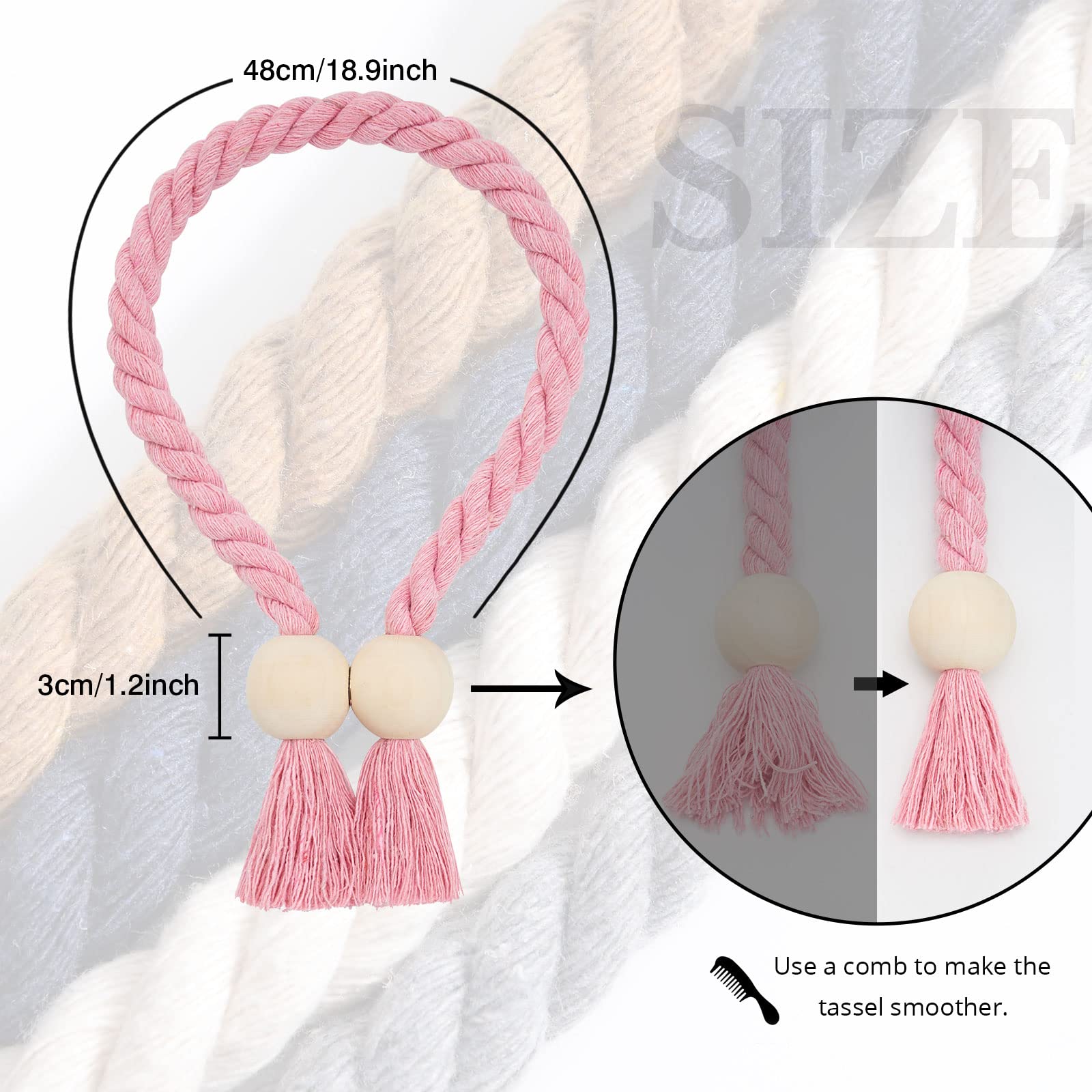 Lot De 4 Embrasses De Rideau Magnétiques - Boucles De Corde De Rideau Et Embrasses Magnetiques Pour