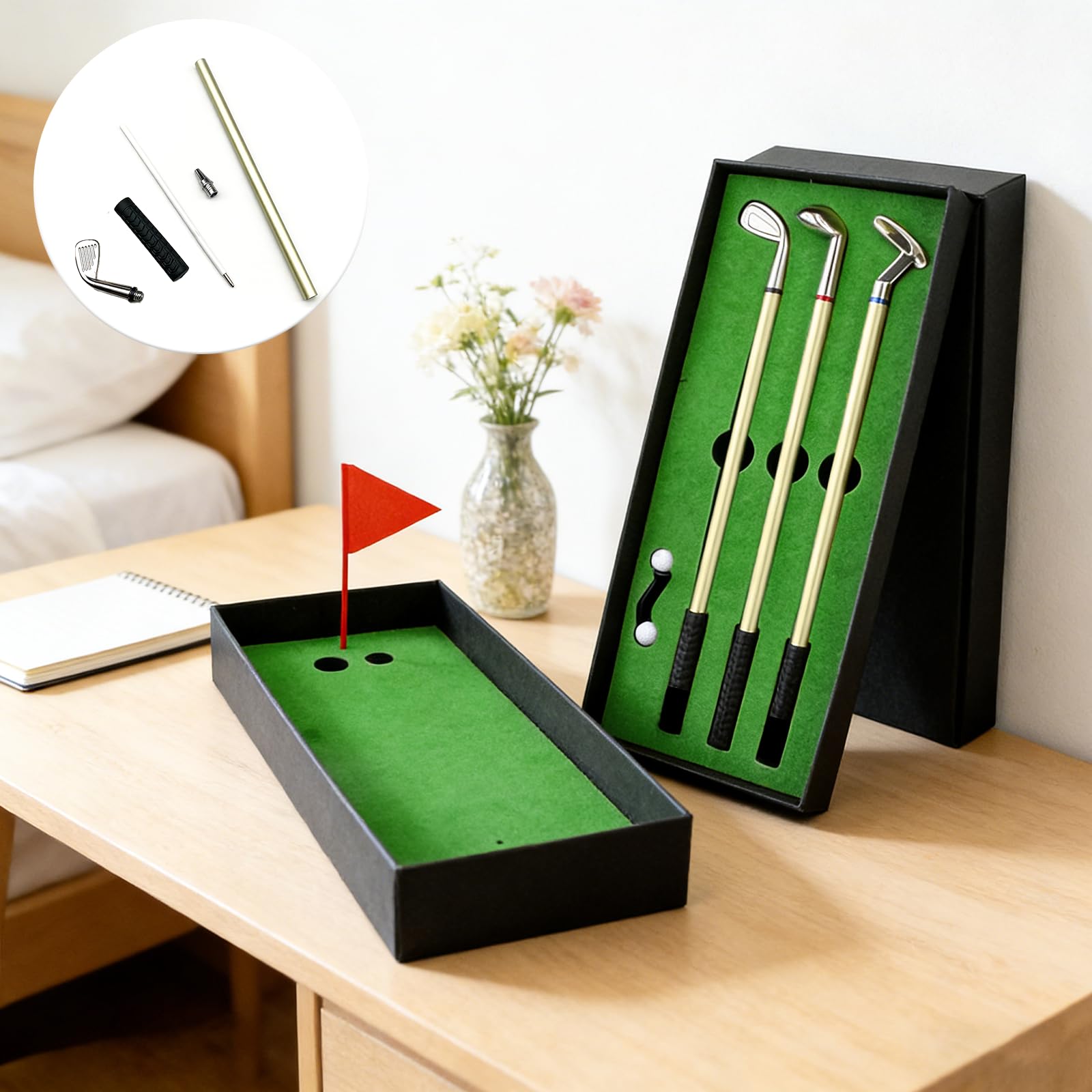 Set Regalo da Golf 3pcs Penne a Sfera con Scatola Nera per Uomini