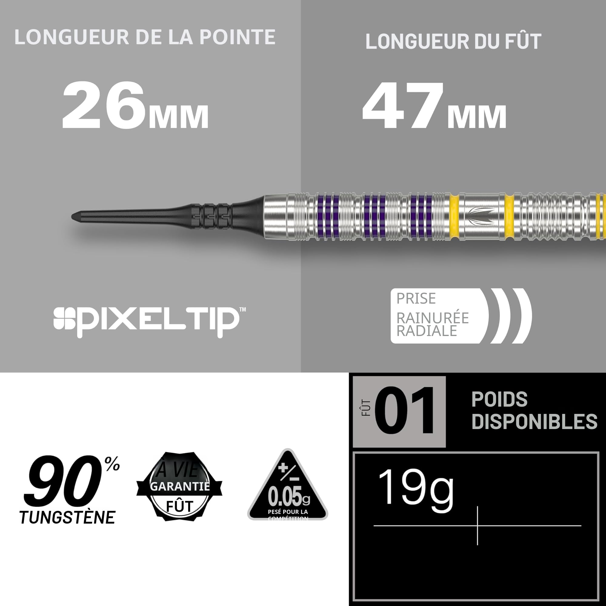 Target Darts Luke Littler Loadout Jeu de Fléchettes à Pointe Souple, Fléchettes en Tungstène à 90%, 19G | Jeu de Fléchettes à Pointe Pixel, Édition Player Jeu Fléchettes Électroniques à Pointe Souple
