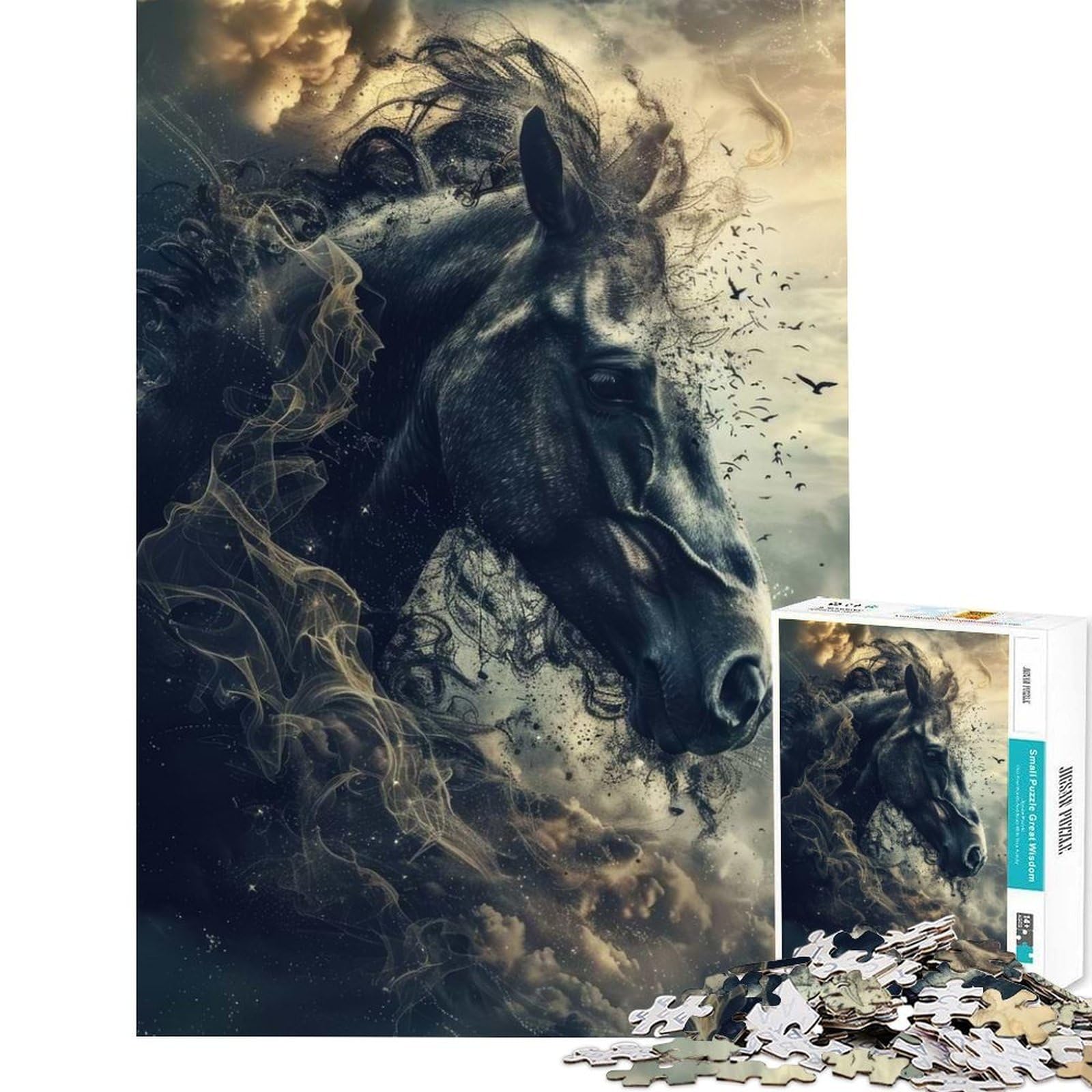 1000 Piece Jigsaws for Teenagers Surrealism Horse Adult Jigsaw Anti-Stress Toys Presents for Women Challenging To Complete (Size 38x26cm)