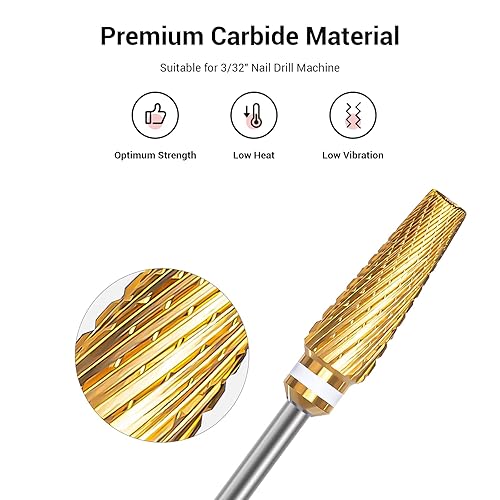 Miniatura 10 de MelodySusie Brocas de uñas 5 en 1, brocas de carburo de tungsteno de 332 pulgadas, edición multifunción, tamaños mixtos, adecuadas para manicura,