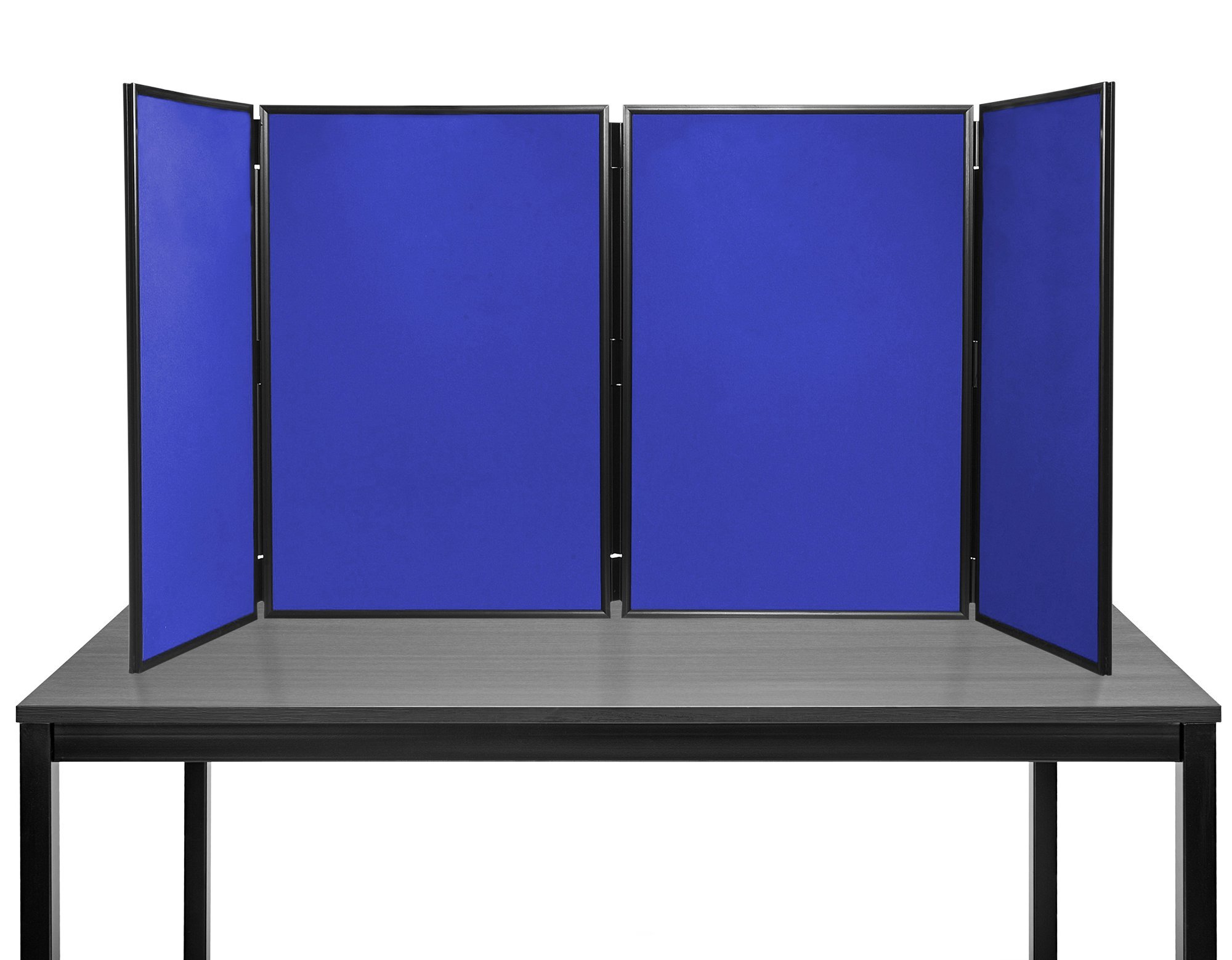 Panelwarehouse Folding Large Desktop Display Board 4 Panel Maxi in Blue & Black Frame - (11 Colours 880mm h x 574mm)