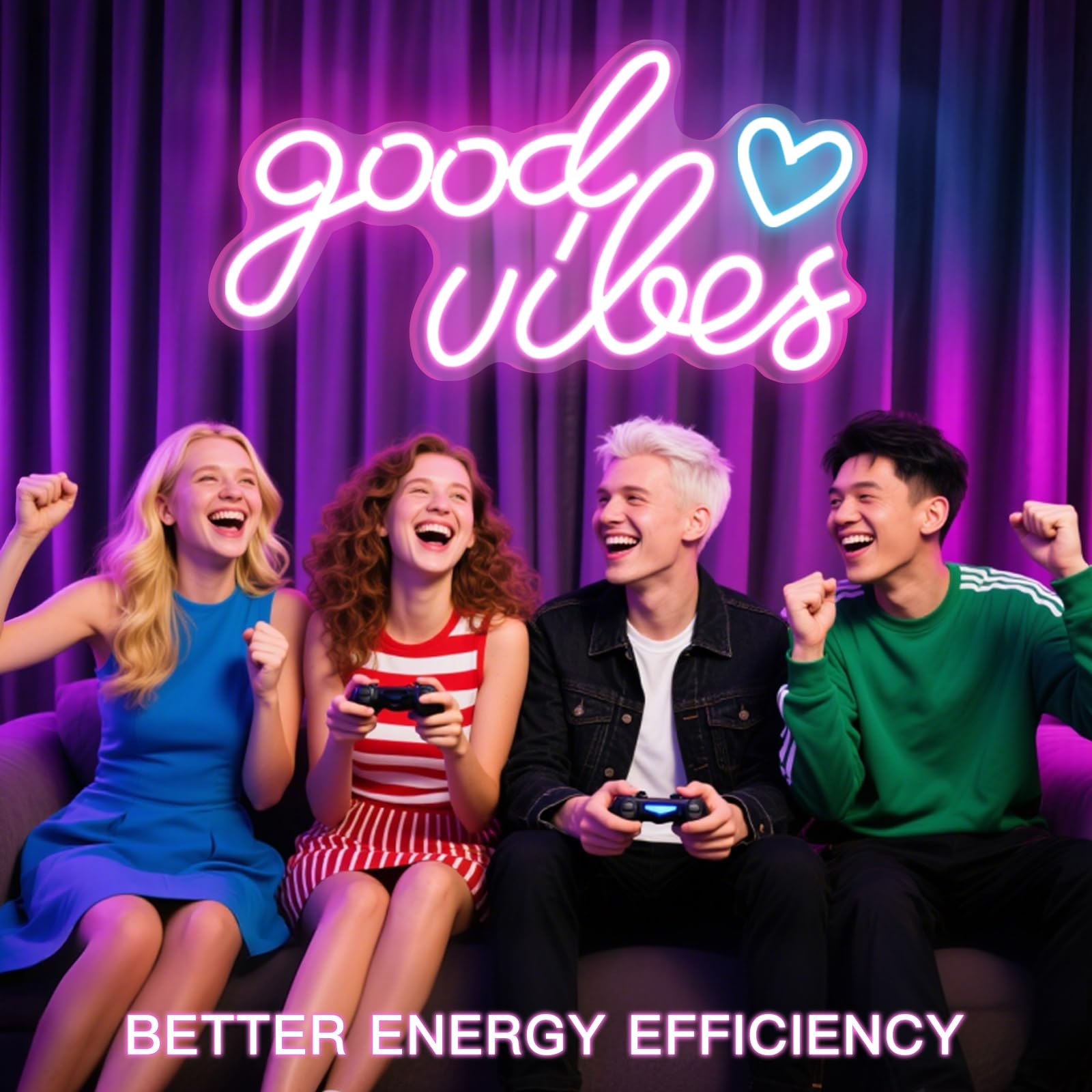 Good Vibes Néon Led, Néon Mural Lettre USB, Pour Chambre à Coucher, Chambre D'Enfant, DéCoration Murale, Bar, Mariage, FêTe