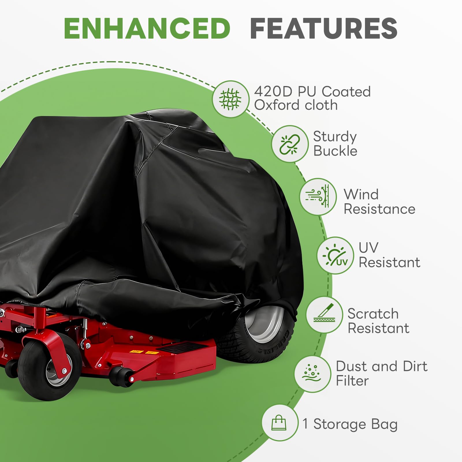 Funda para Tractor Cortacsped - alouweekuky, Oxford 420D Cubierta para Cortacésped de Equitación 183x137x117 cm, Cubierta del Tractor de Jardín al Viento, A la Lluvia, al Polvo y a los Rayos UV