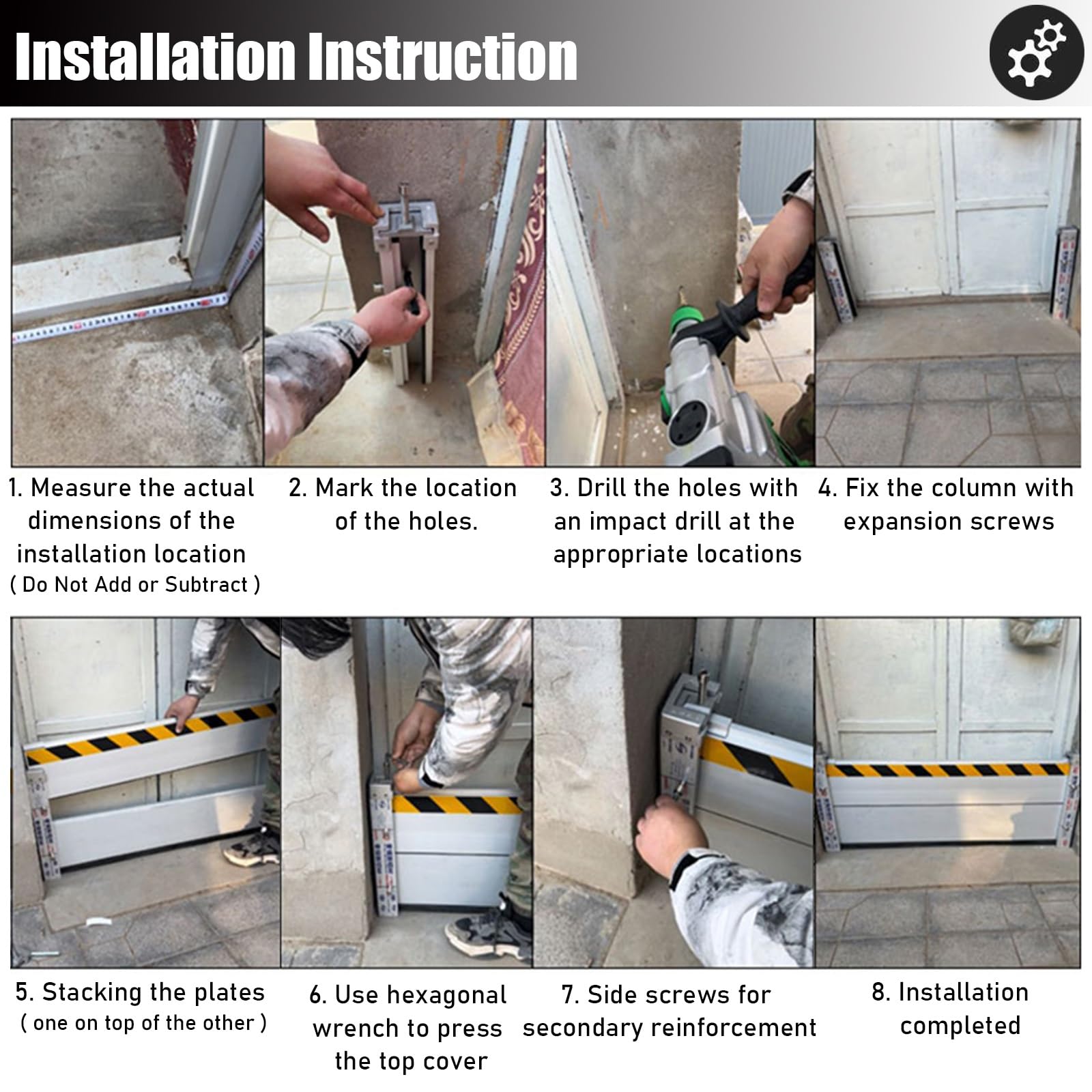 Barrera de control de inundaciones reutilizable Generic, placa deflectora larga de prevención de agua para pasajes subterráneos, puertas de sótano, varios tamaños disponibles (2.6-13 pies)