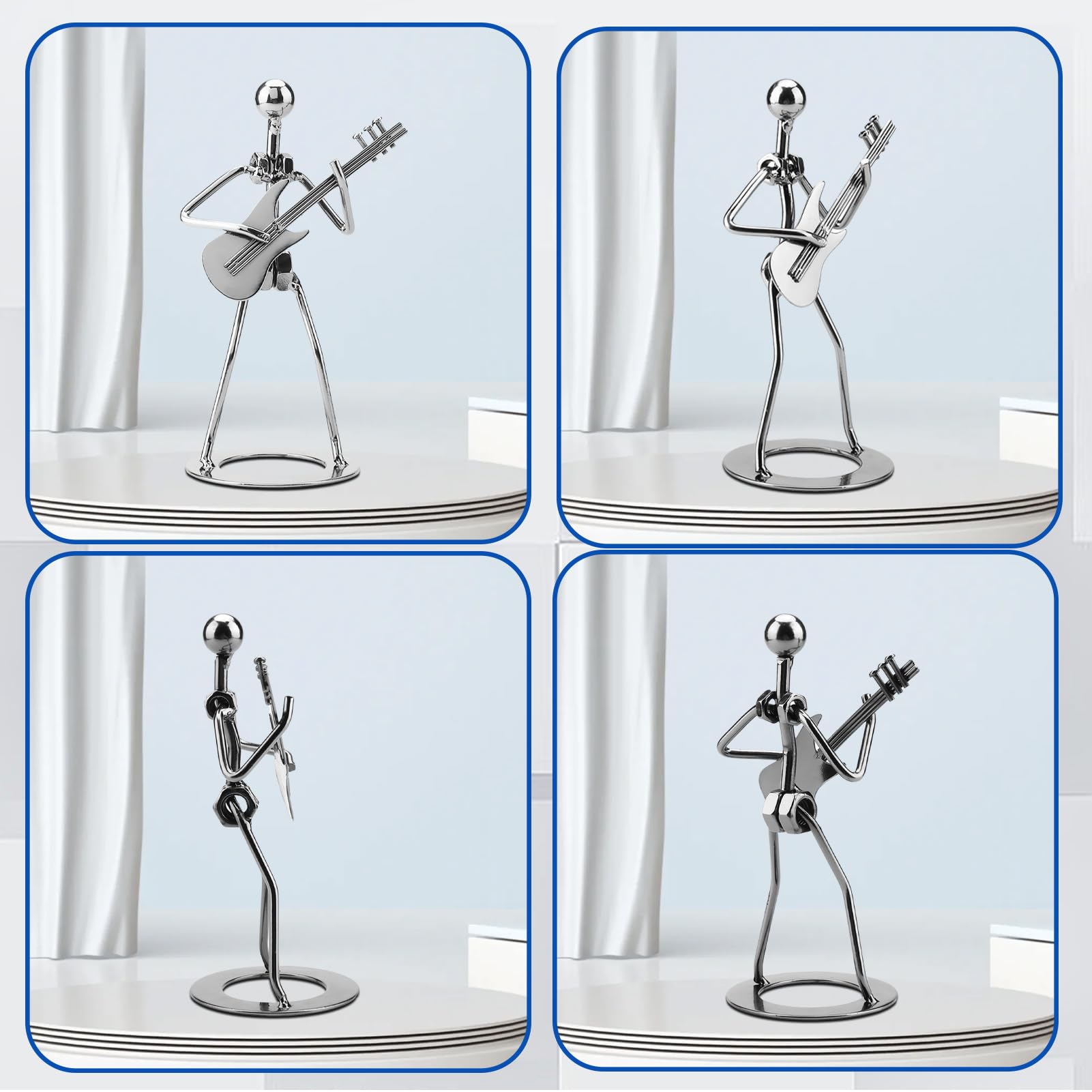 Statua del chitarrista, giocatore di musicista di ferro Statuetta da collezione Chitarra di metallo Scultura Decorazione musicale Decorazione musicale rock Statua di chitarrista statuette di musicisti