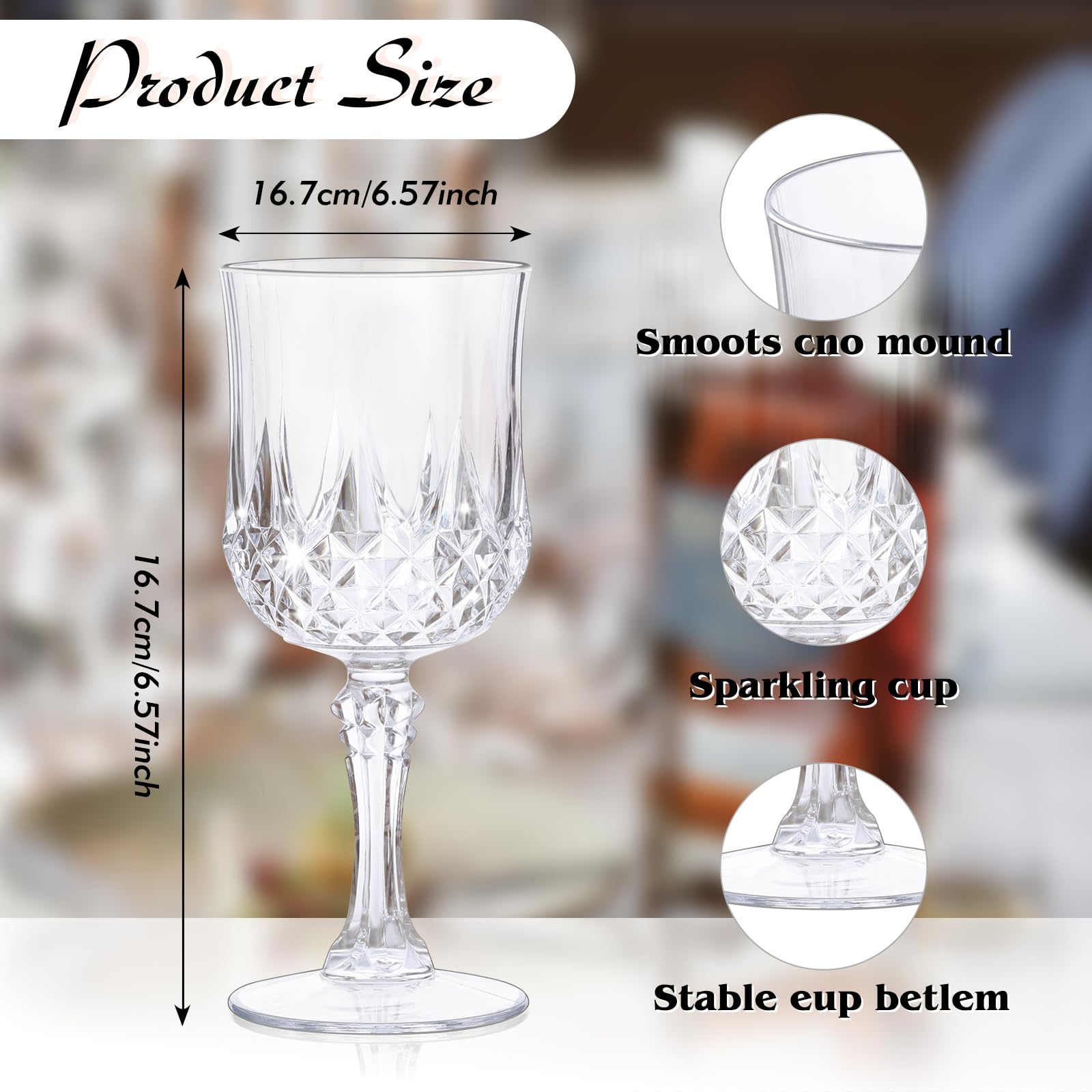 Weingläser aus Kunststoff, transparent, für Hochzeitsempfang, Trinkgläser für Partys, Valentinstag, Geburtstage, Weiß, 12 Stück