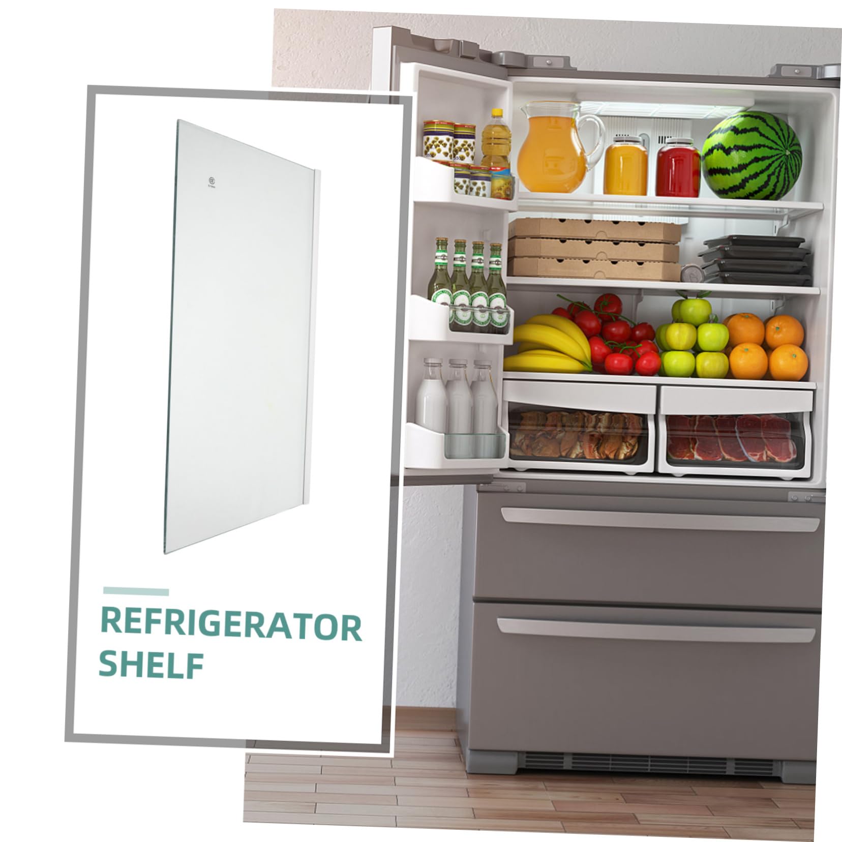 Estante para Refrigerador de Vidrio Templado, 40x24cm, Cocina