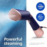 Philips 5000 Series Hand Steamer - Powerful 1400W, Continuous Steam, Two Water Tanks, Fast Heating in 35s, Eco& Max Setting, Adjustable Head, Metal Base Plate, Accessories, Marine Blue (STH5030/20) - 3
