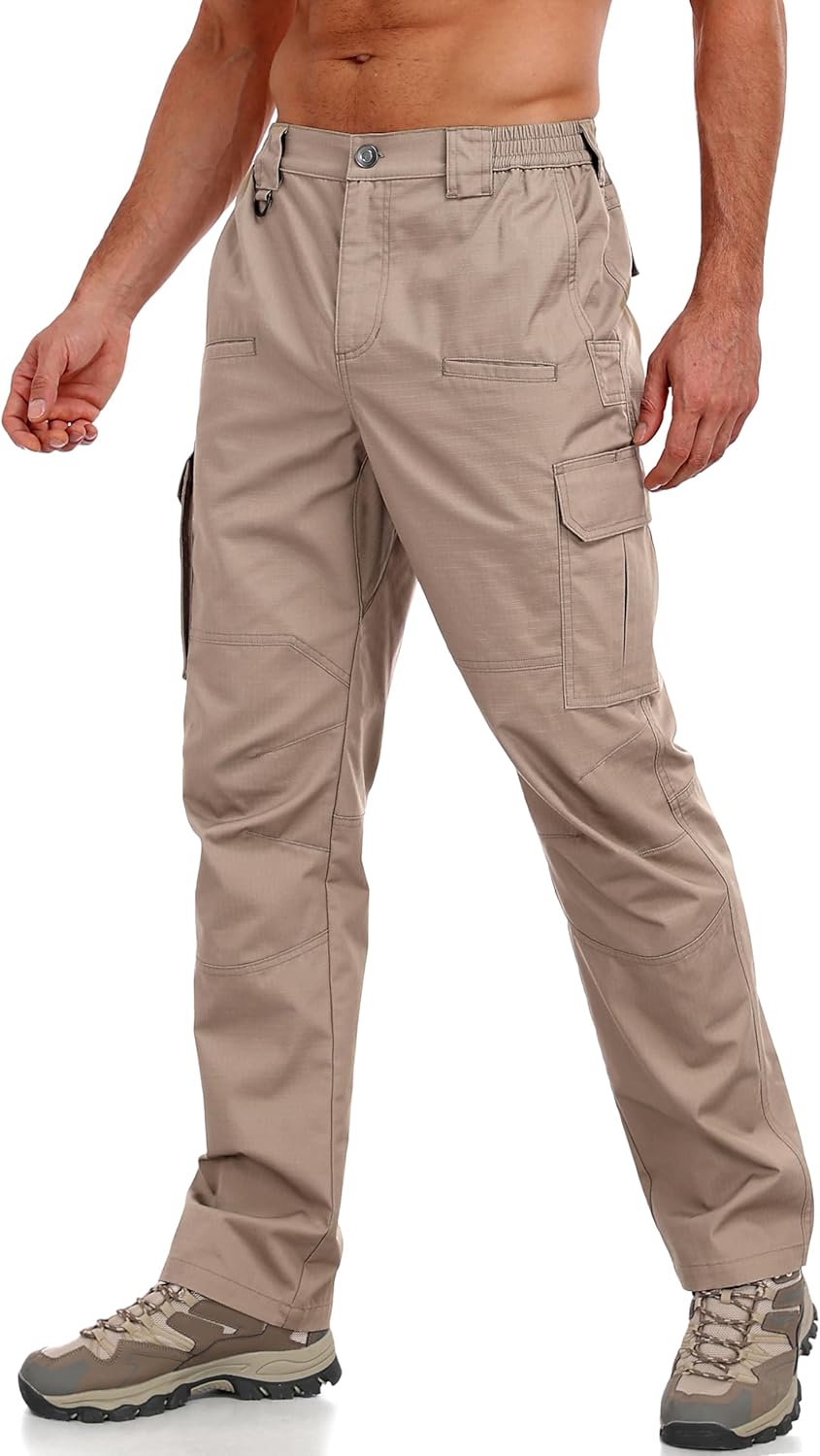 Lzzidou Men's Tactical Cargo Pants Ripstop Lightweight Work Pants Water Resistant Outdoor Hiking Pants with Multi Pockets