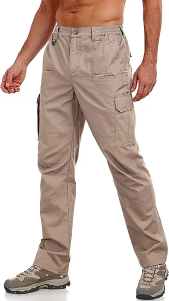 Lzzidou Men's Tactical Cargo Pants Ripstop Lightweight Work Pants Water Resistant Outdoor Hiking Pants with Multi Pockets