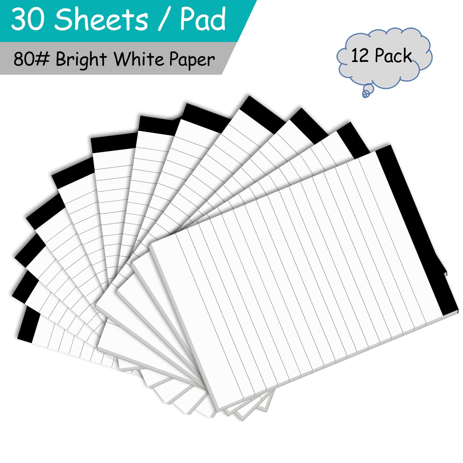 Nichela Notepads - 4x6 Inch, Lined Paper, 30 Pages, Pack Of 12 - For Office, School & Planning