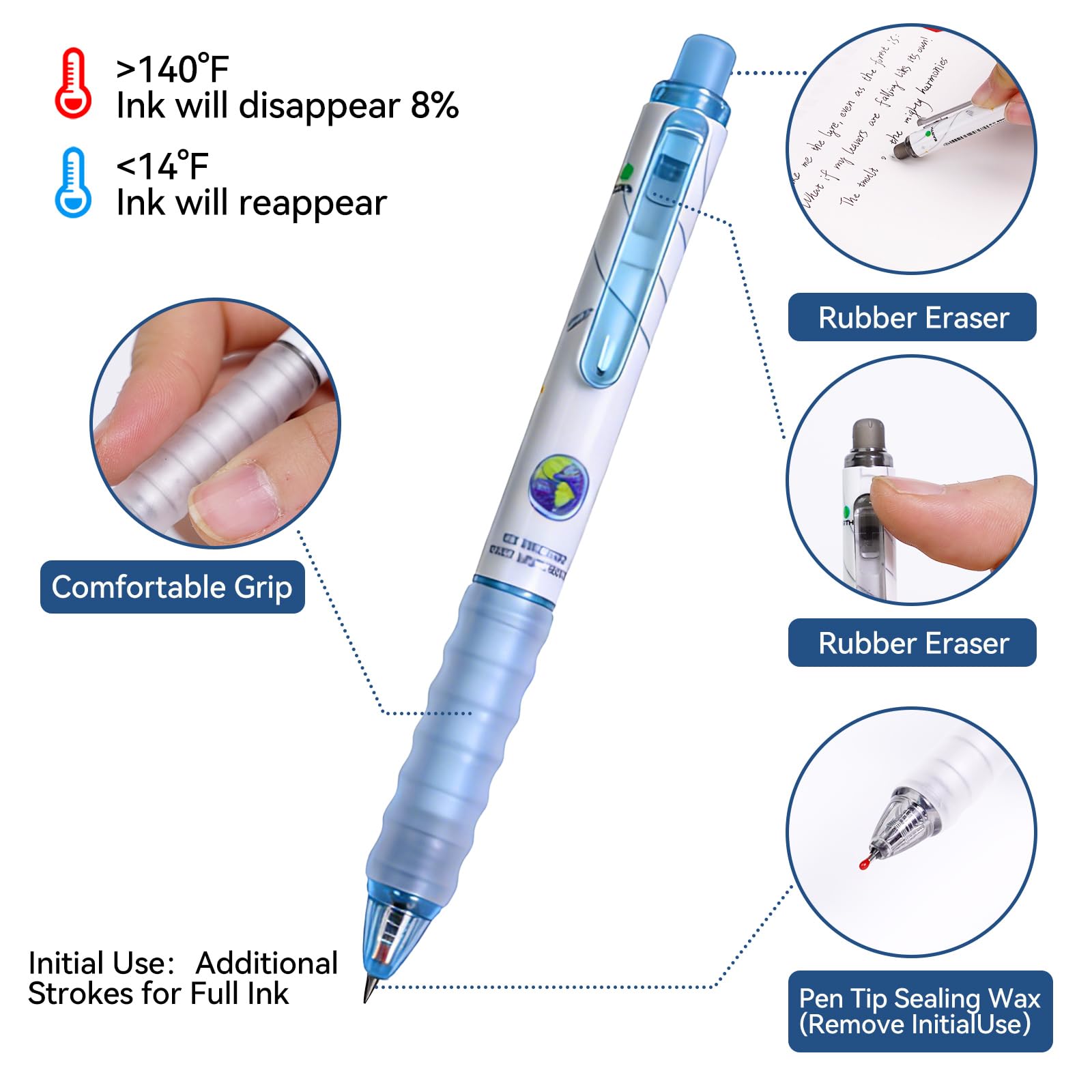 36Pcs Erasable Gel Pens Set 14 Pens with 12 Erasable Gel cute Pens and 2 Pencils 20 Refills — view 3