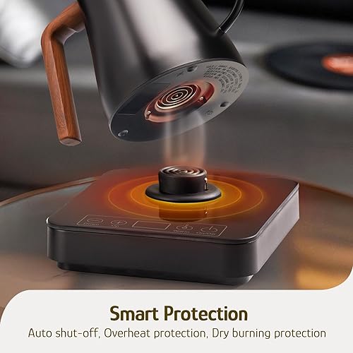 Miniatura 5 de Hazel Quinn Gooseneck Electric Kettle - 0.8L / 27oz, Precise Temperature Control, 4-Hour Keep Warm, 1000W Fast Boil, 304 Stainless Steel Interior,