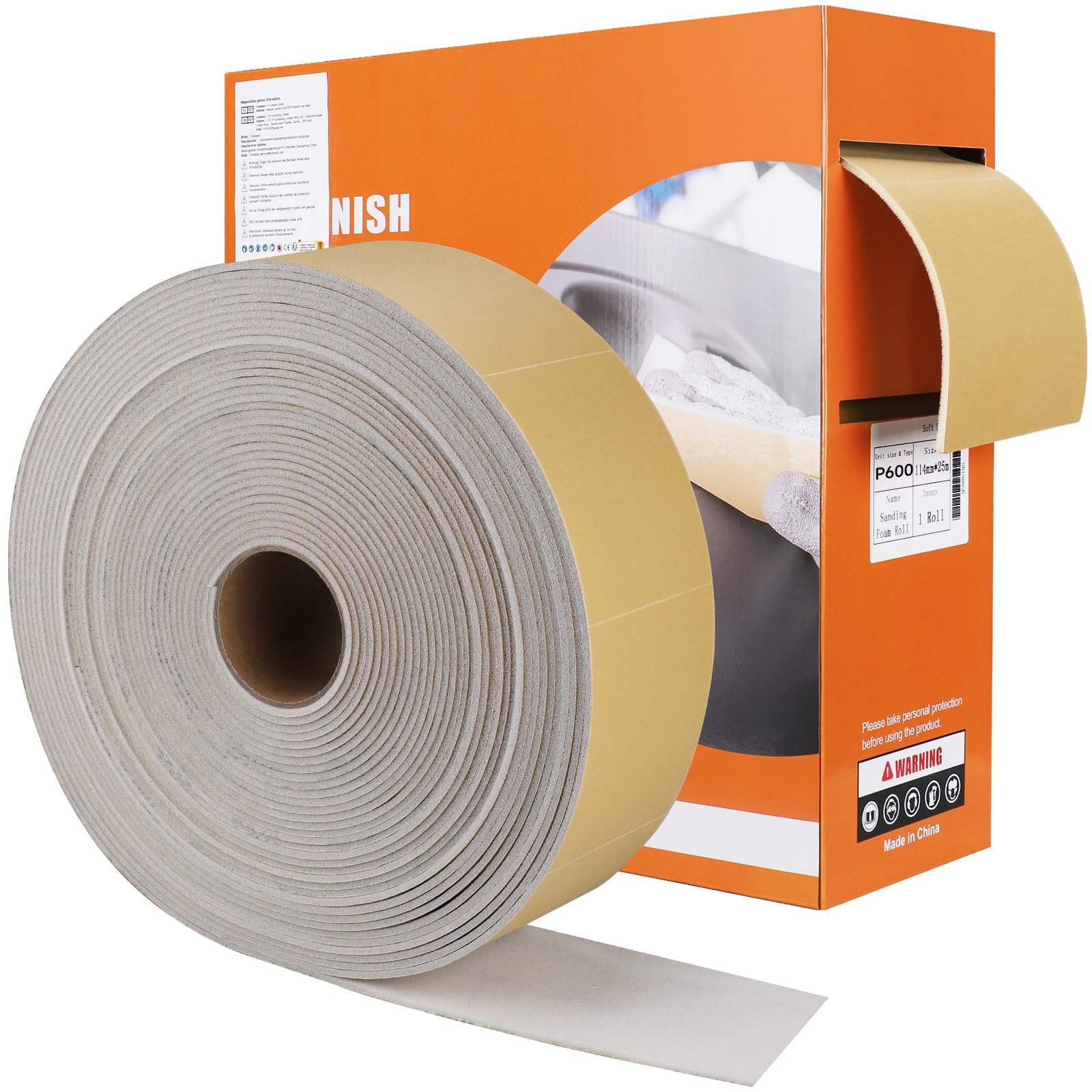 Shineboc Sandpaper Rolls 115mm X 25m, Grain 600 Sanding Pad for Metal, Wood, Paint, Stainless Steel - Ideal as a Sanding Sponge for Professional Applications