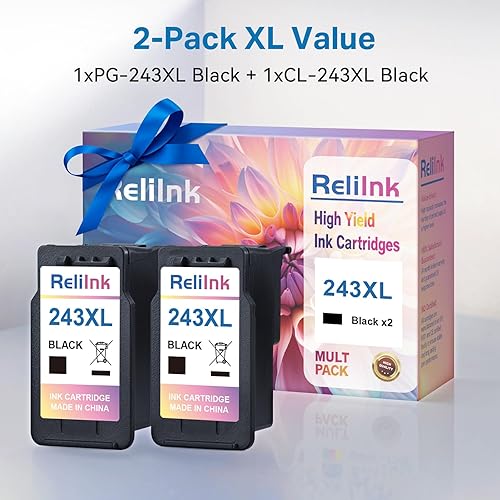 Miniatura 6 de ReliInk - Cartuchos de tinta negra 243XL, repuesto para Canon PG-243, 245 y 245XL, compatibles con impresoras MG2522, MG2922, TR4520, TR4522