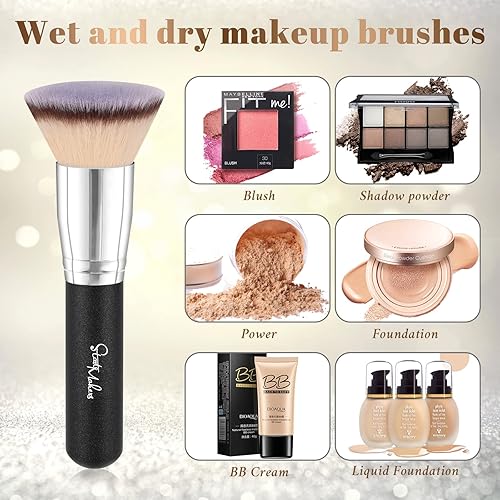 Miniatura 3 de Brocha Kabuki de base para maquillaje líquido, crema de maquillaje, mezcla, pulido, punteado, y 8 en 1, mini brochas de maquillaje con estuche para