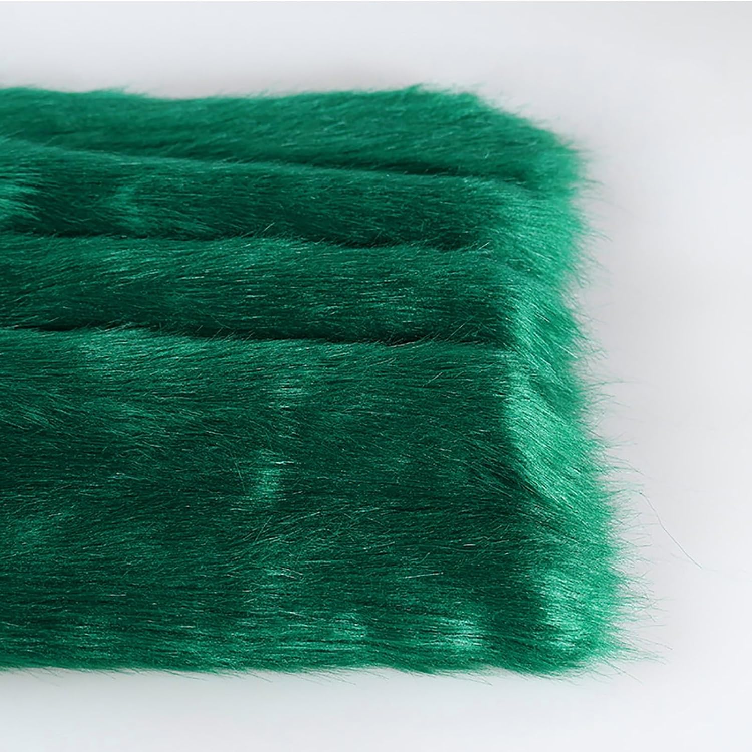 Luxury Faux Fox Fur Fabric 20cm*50cm Long Pile 5cm Precut Plush Sewing Synthetic Fur Fabric for Camera Floor Chair Cover Seat Cushion Any DIY Craft(15 Dark Green)