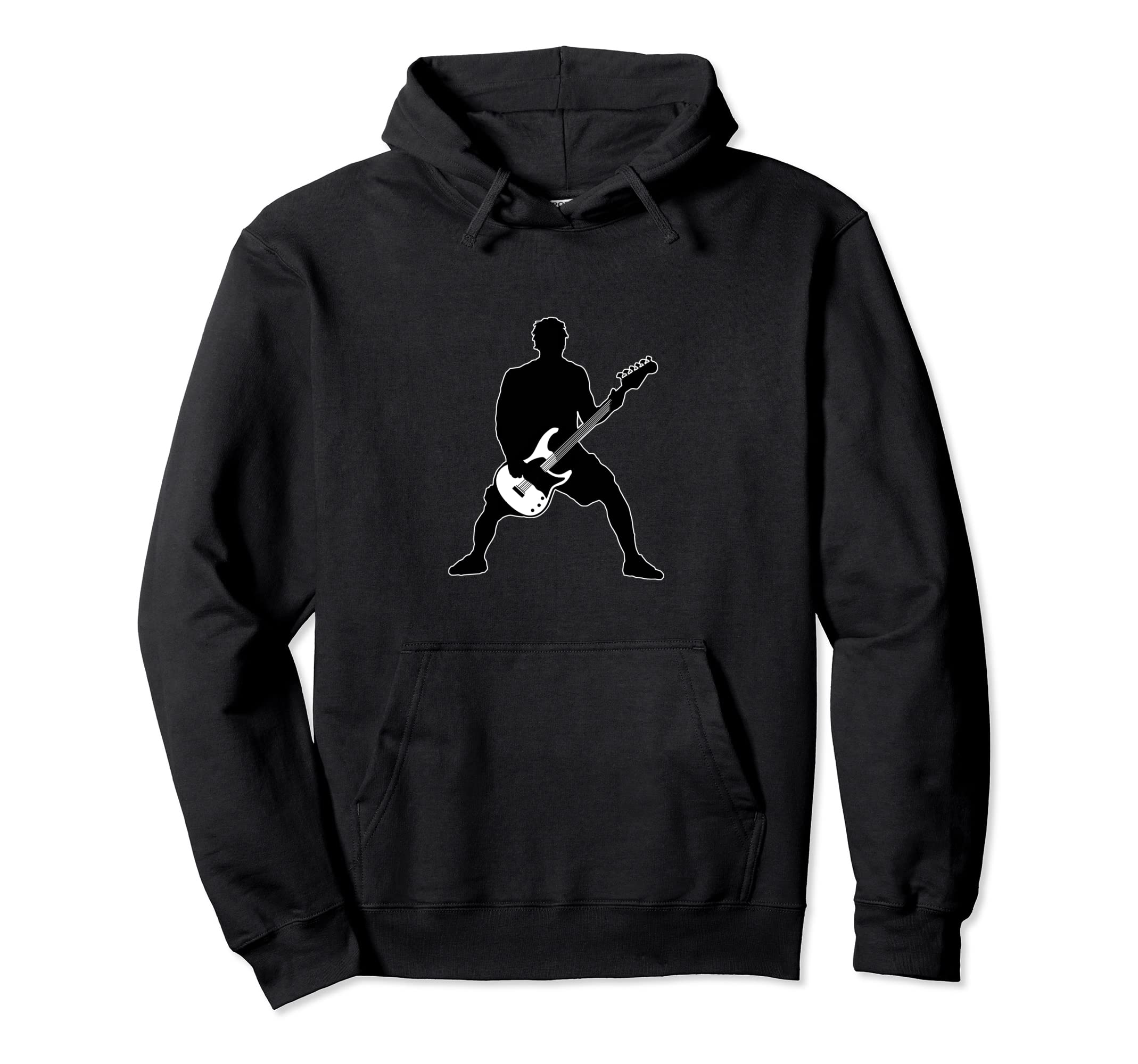 Rock Musician Band Design - Guitarist with E Guitar Pullover Hoodie, Black