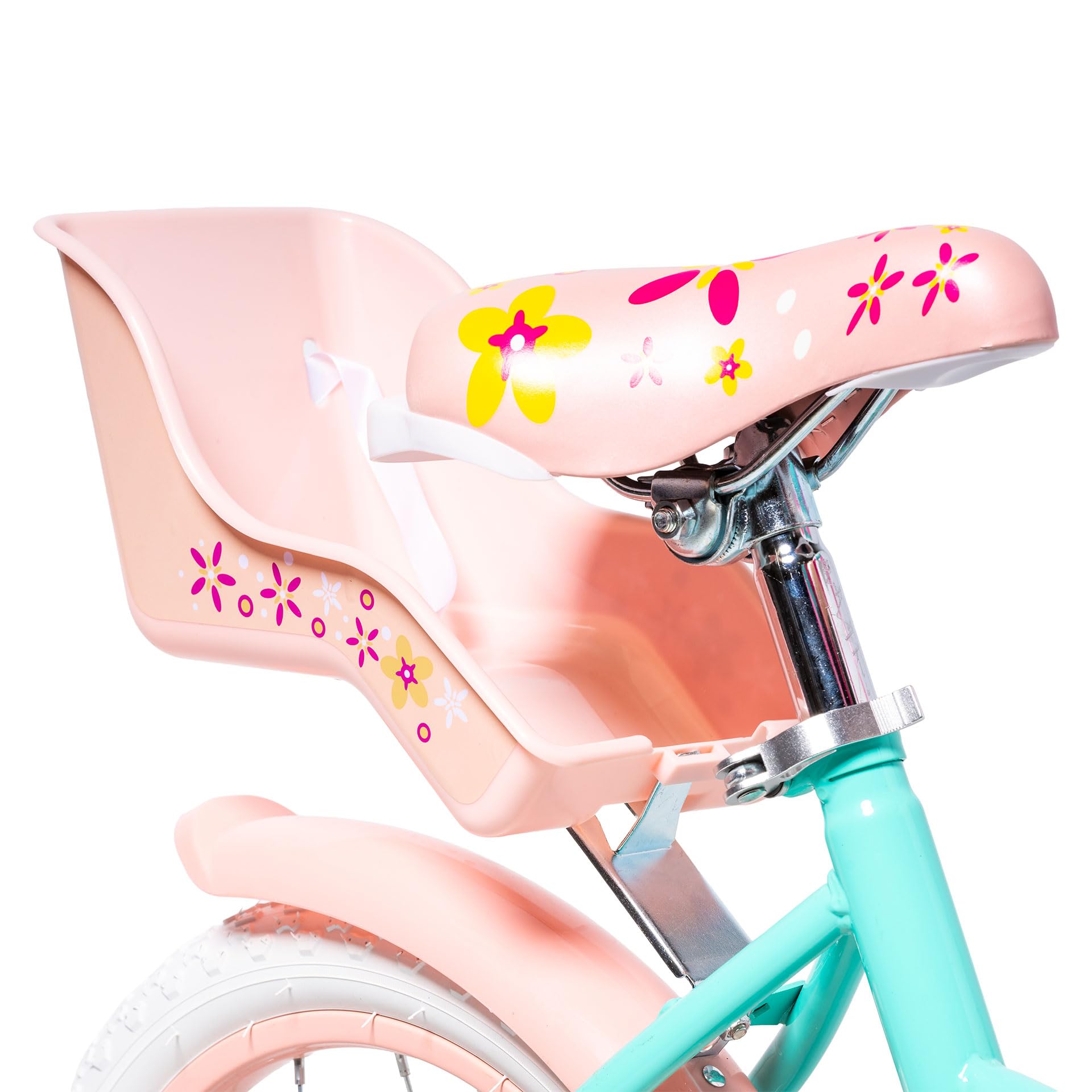ATAA Bicicleta Infantil Kitty 12 y 16 Pulgadas con Ruedines Desmontables Cesta y Serpentinas Bicicleta para Niñas con Frenos Reflectores y Cuadro de Acero