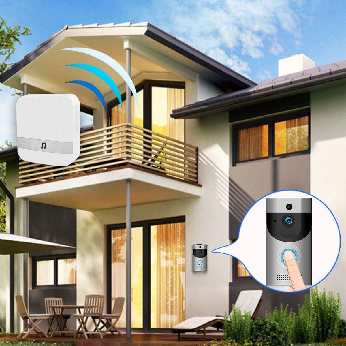 MILLARCO Timbre de Video, IP33 Resistente al Agua para Exteriores Video Door Bell 720P HD WiFi cámara de vigilancia con batería, vídeo en Tiempo Real, conversación bidireccional y aplicación de