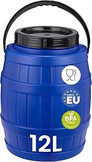Garronda 12 litros Contenedor con Tapa, Barril de Agua de Boca Ancha, Barril de Plástico BPA-Libre, Ideal para Almacenamiento de Agua y Piensos, Caja de Transporte Resistente GD-0086, Azul