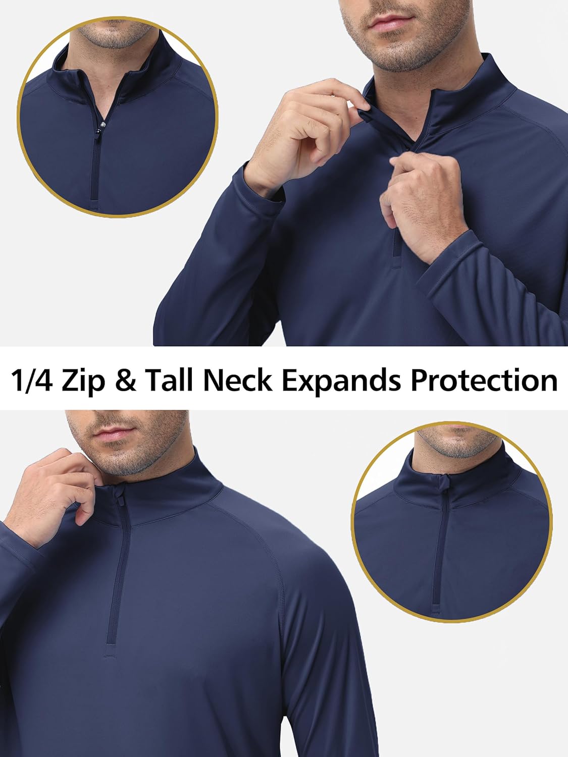 Men's UPF 50+ Sun Shirt Long Sleeve 1/4 Zip Quick Dry UV Fishing Shirt Athletic Pullover for Workout, Running, Hiking - Image 4