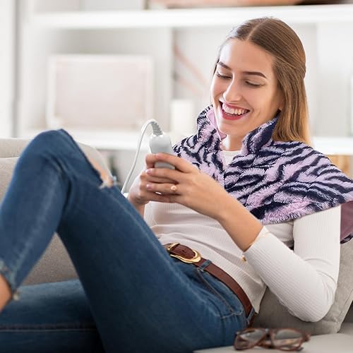 Miniatura 5 de Almohadilla térmica pesada para cuello y hombros, envoltura térmica eléctrica grande para el cuello y los hombros, para calambres y alivio del