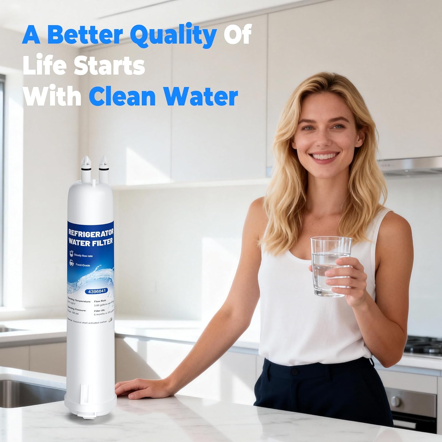 4396841 Water Filter Compatible with EDR3RXD1,Filter 3,WHR3RXD1,KAD3RXD1,4396841,Kenmore 46-9083 water filter,Park of 3,By YPMQY