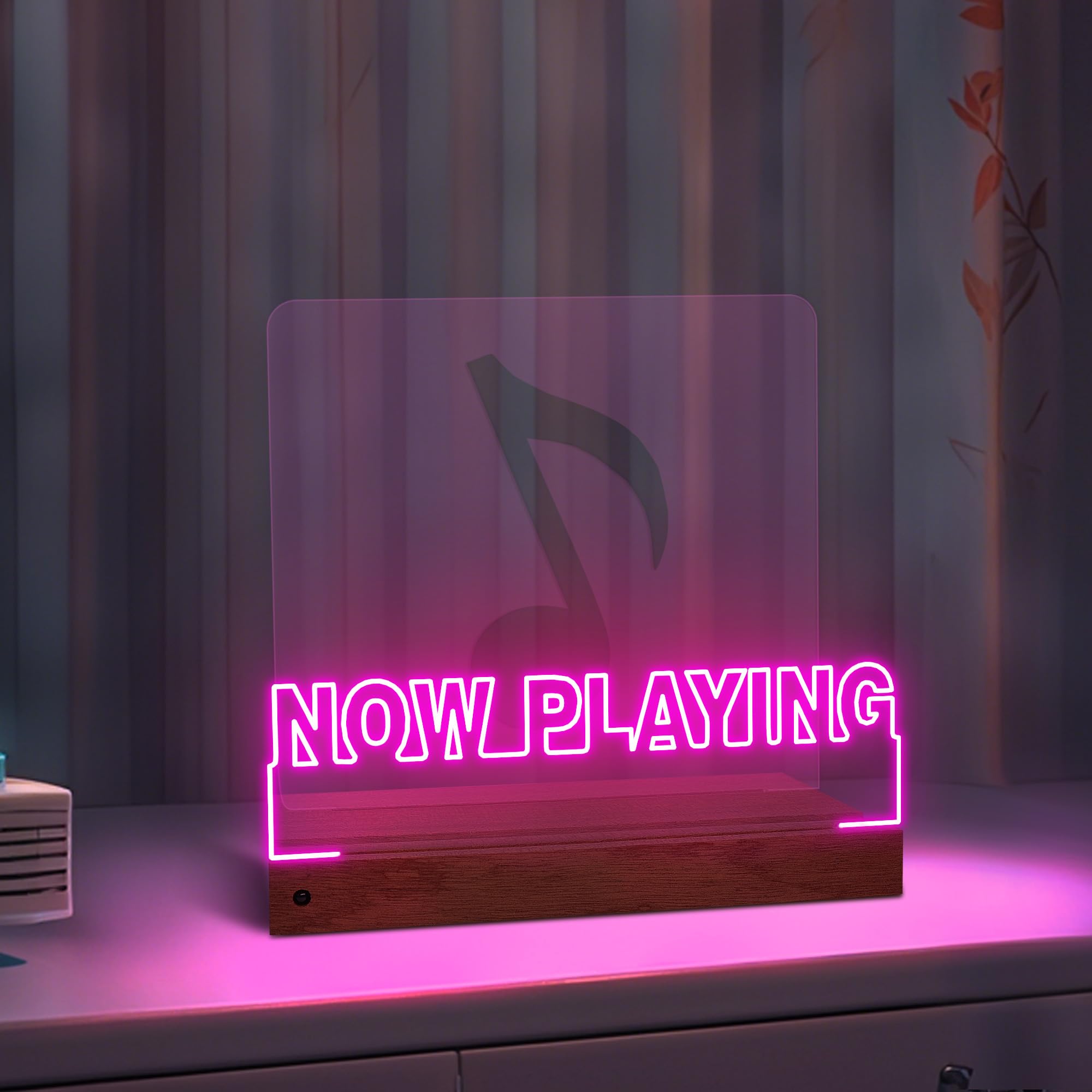 CoolGift Mart Now Playing Vinyl-Schallplattenständer, Light up Record Holder, hölzerne Acryl-Display mit 16 Farbe Lichter für Alben, Raumdekoration, Geschenk für Vinyl-Liebhaber