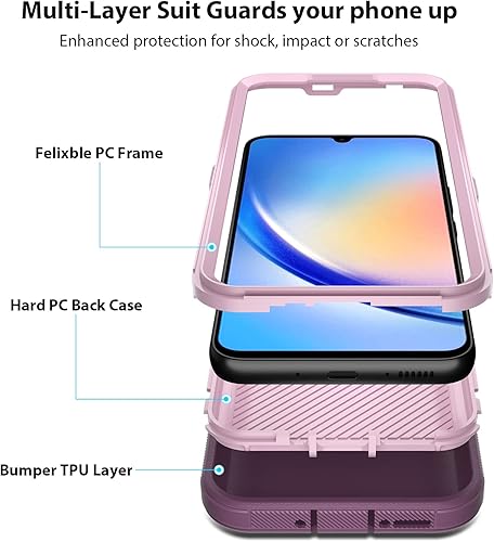 Miniatura 3 de Jiunai Funda para Samsung A34 5G, Galaxy A34, a prueba de golpes, resistente, de doble capa, protección contra caídas, funda deportiva híbrida