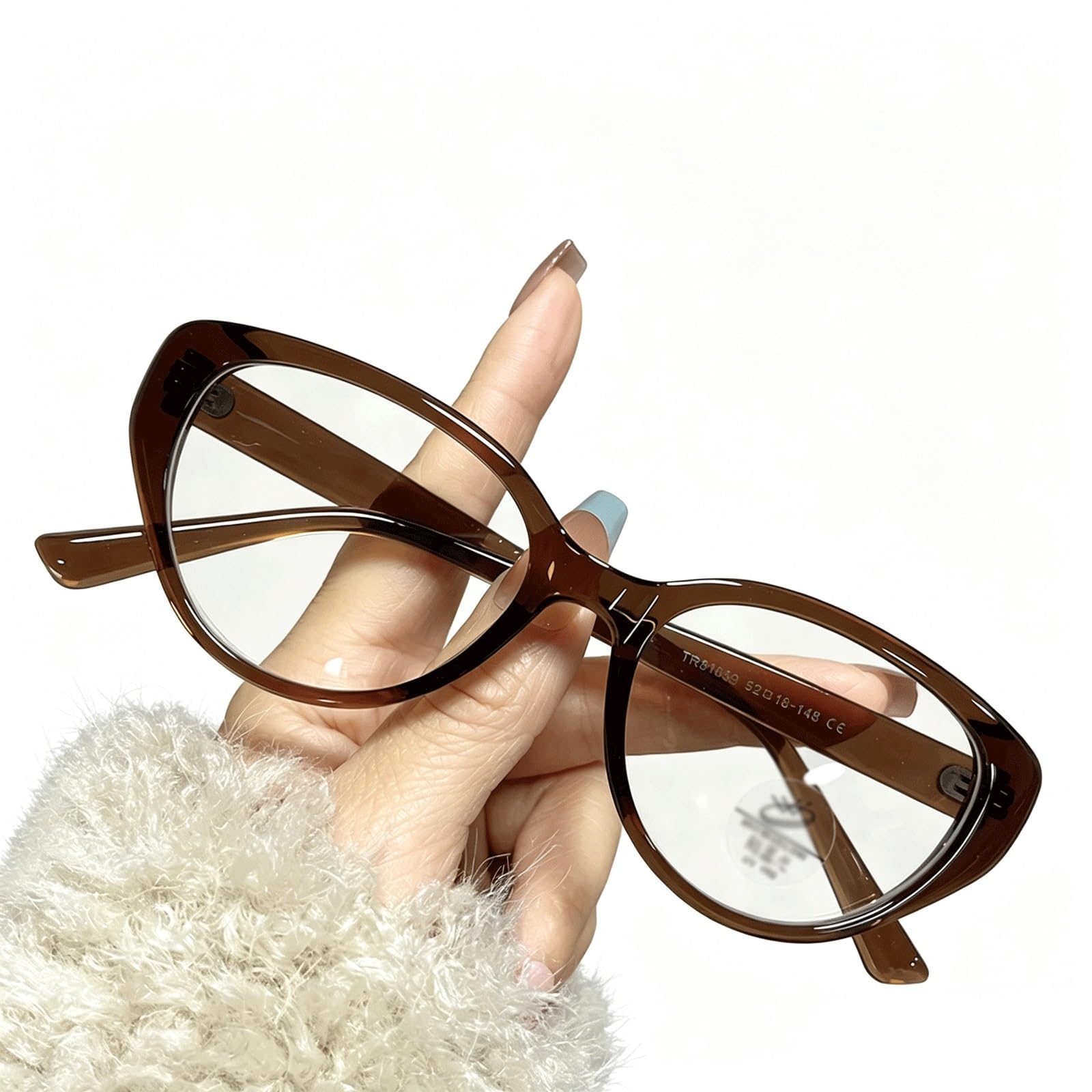 KLJUddGY Full Rim Eyewear Frames Prescription Available Blocking Eyeglasses AC Clear Lenses Spectacles for Computer Ultra-light Decor(Tea)