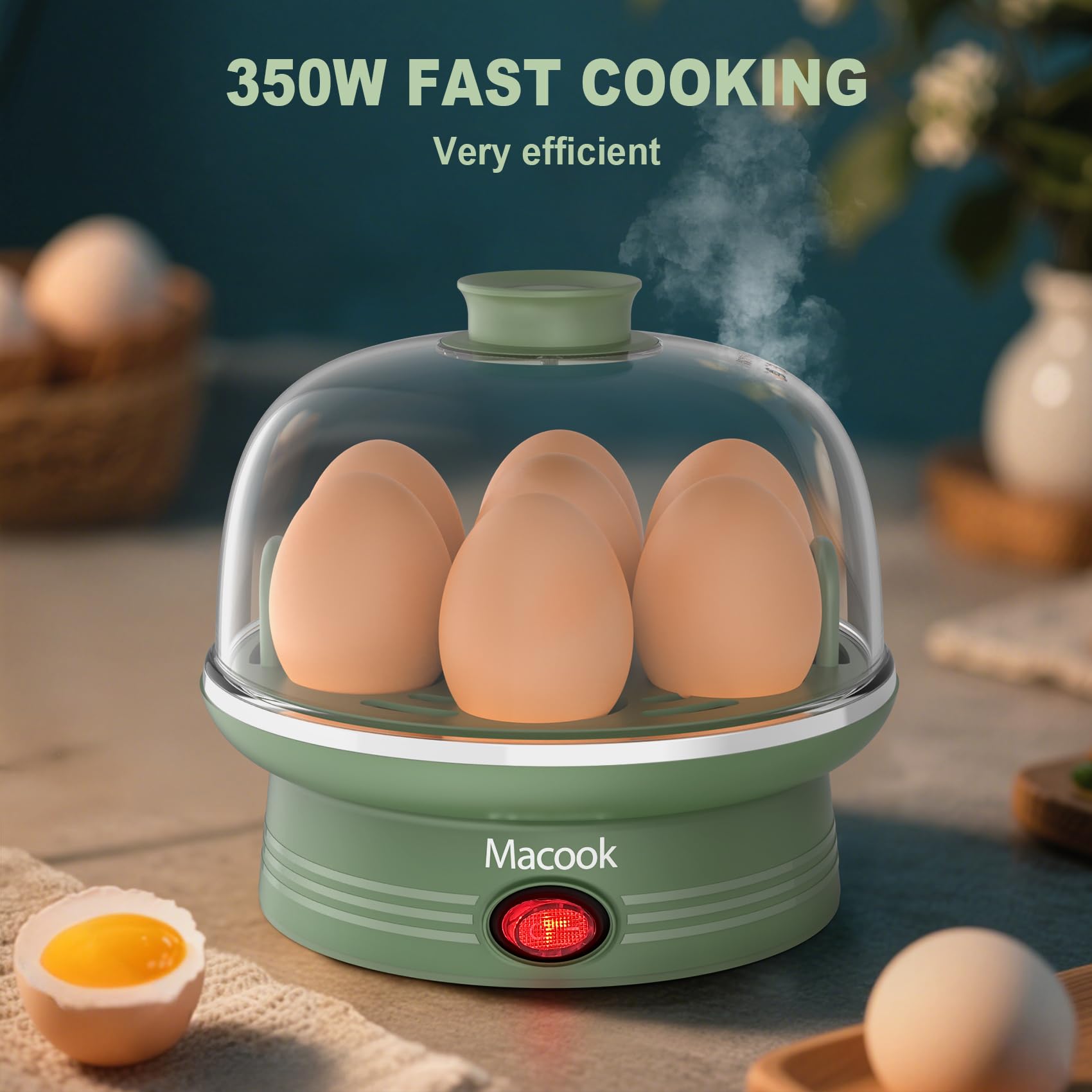 Olla rápida para huevos, olla eléctrica de huevos con capacidad para 7 huevos duros para huevos duros, medianos, suaves, escalfados, huevos al vapor, caldera de huevos con apagado automático, sin BPA, 2
