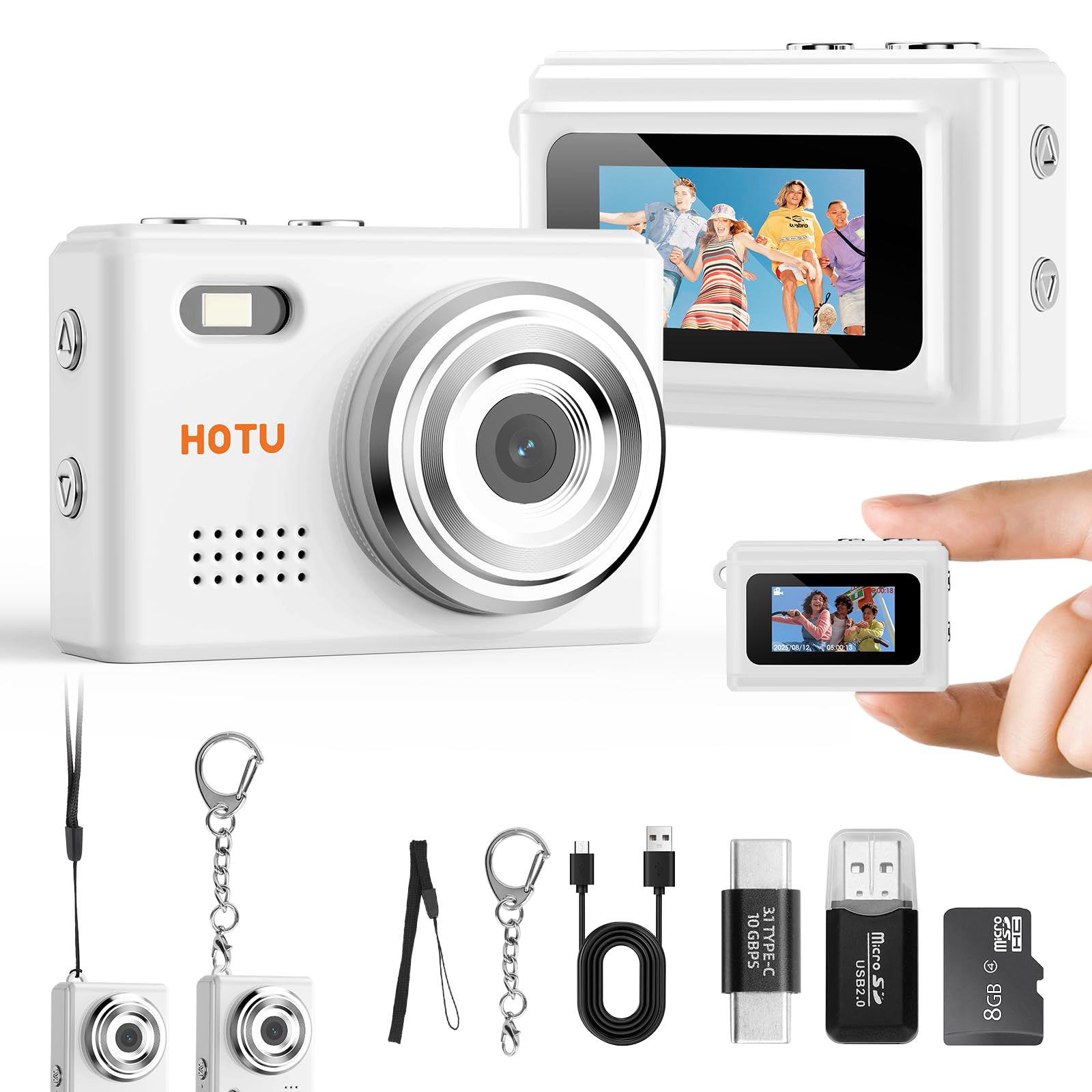 Mini Keychain Digital Camera, Y2K Pocket-Size Mini Camera, 2MP 1080P Small Camera with 32GB Card, Video Recorder with Long Battery Life for Travel, Party and Vlog (White)-image-31