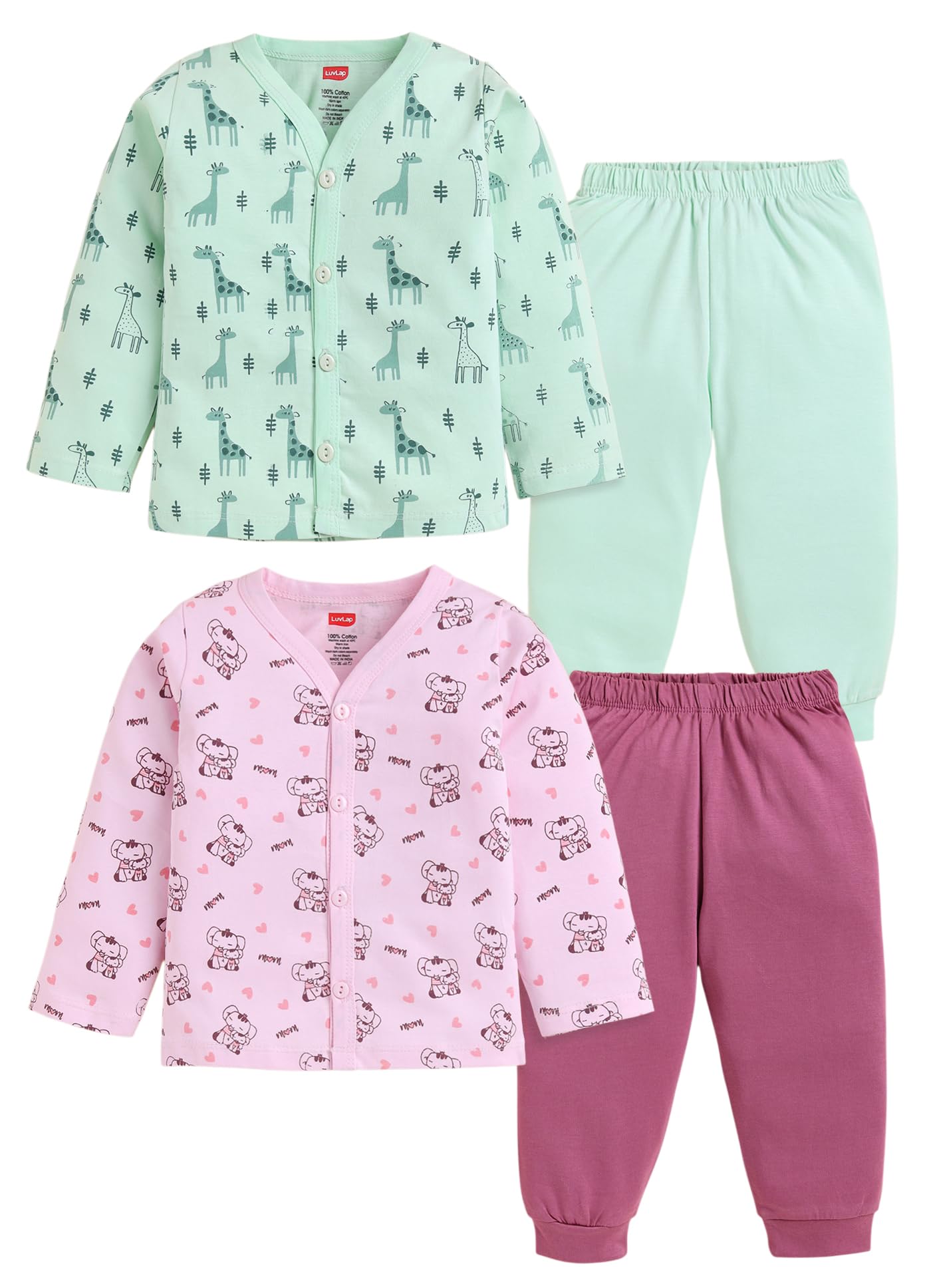 luvlap Baby Boys & Girls Regular Fit 100% Cotton Half Sleeves Jhabla & Shorts Set Pack of 2-picture-25