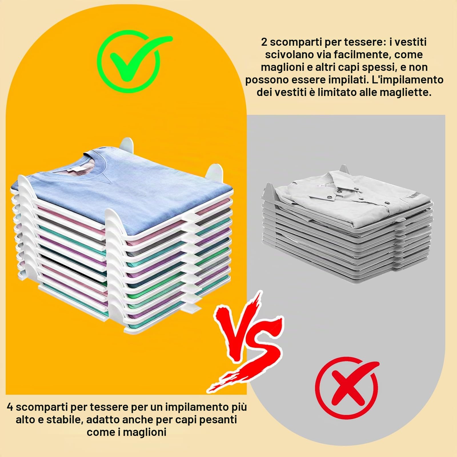 20 pezzi organizer armadio, organizer per vestiti, vestiti, impilabile per adulti e bambini, organizer per abbigliamento per magliette e camicie