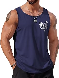 COOFANDY Mens Beach Tank Tops Summer Cotton Sleeveless Graphic T Shirts Palm Tree Casual Vacation Muscle Tank