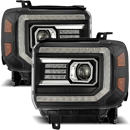 AlphaRex Pro-Series Negro Fit 14-18 GMC Sierra 150015-18 Sierra 2500HD3500HD LED DRL Proyector Faros