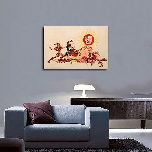 Miniatura 5 de SHUBIAO Póster retro de película antigua de Kings of The Sun, 2 lienzos, decoración de pared, pinturas para decoración de sala de estar, dormitorio,