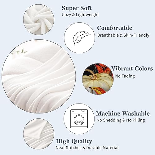 Miniatura 3 de Neatee Living Manta decorativa de otoño de tamaño pequeño para niños, manta de Acción de Gracias de otoño con hojas de calabaza para sofá, cama,