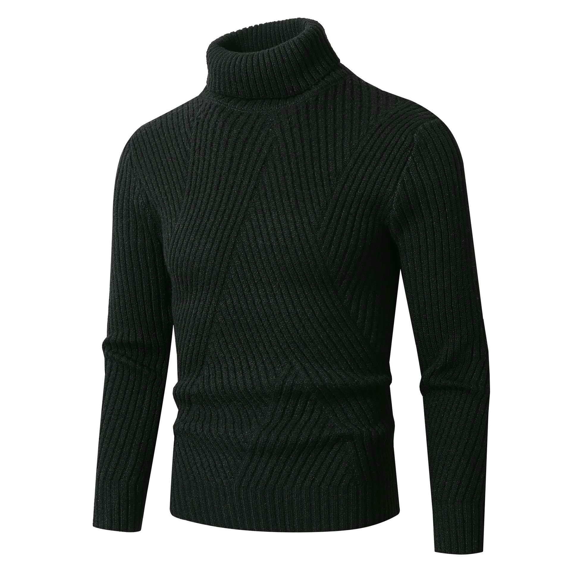 Suéter de cuello alto para hombre, de sarga cálida y gruesa, para otoño e invierno