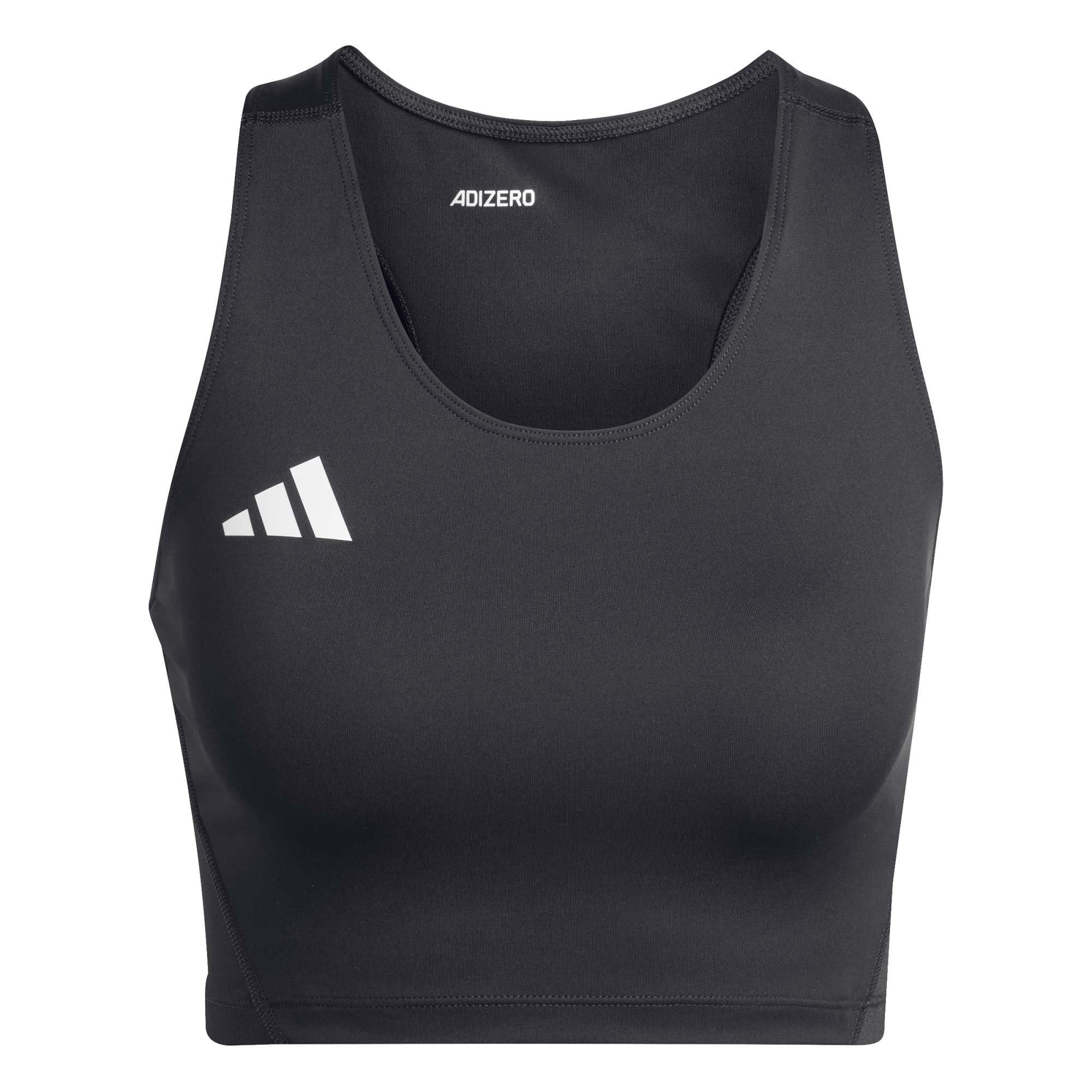 adidas Women's Adizero Essentials Aeroready Running Crop Top Shirt, Black, XL