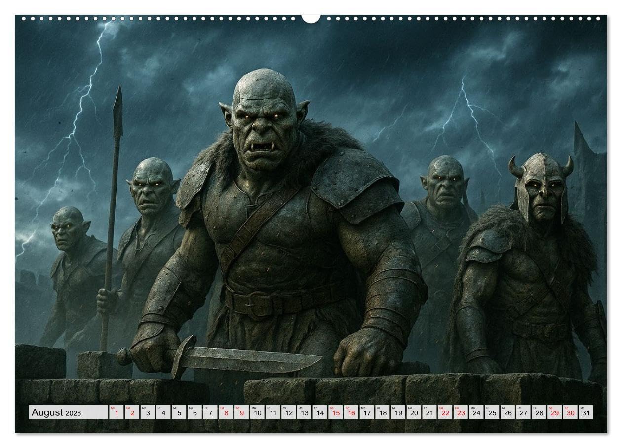 Erbe der Orks. Feuer und Schatten (hochwertiger Premium Wandkalender 2026 DIN A2 quer), Kunstdruck in Hochglanz: Eine bildgewaltige Reise in die Welt ... - rau, mystisch und erhaben. (CALVENDO Kunst)