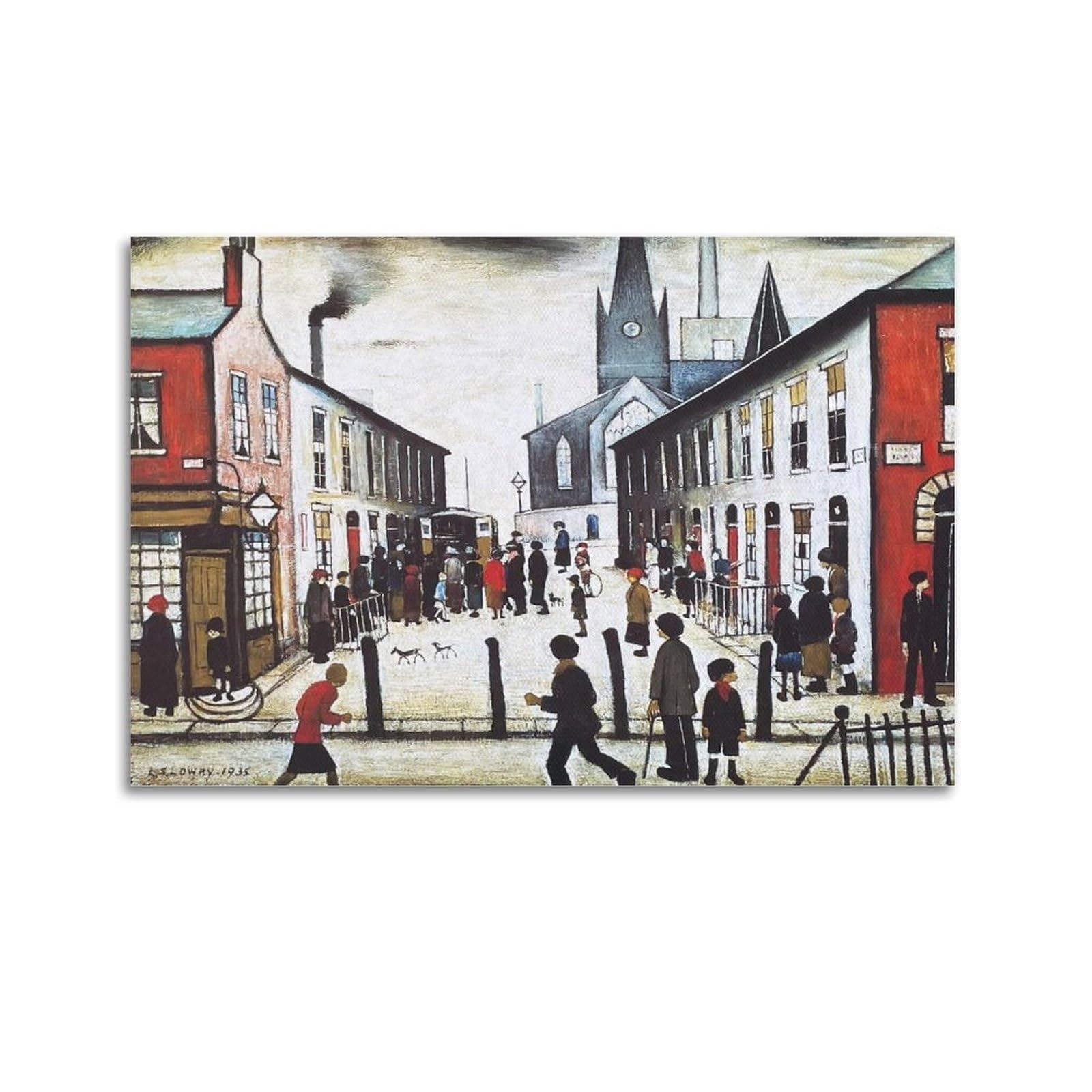 Kangzeng Unframe-Style L. S. Lowry Painter Works (The Fever Van) Art Posters Art Canvas Decor Wall Print Photo Home Modern Decoratives 24X36inch(60X90cm)