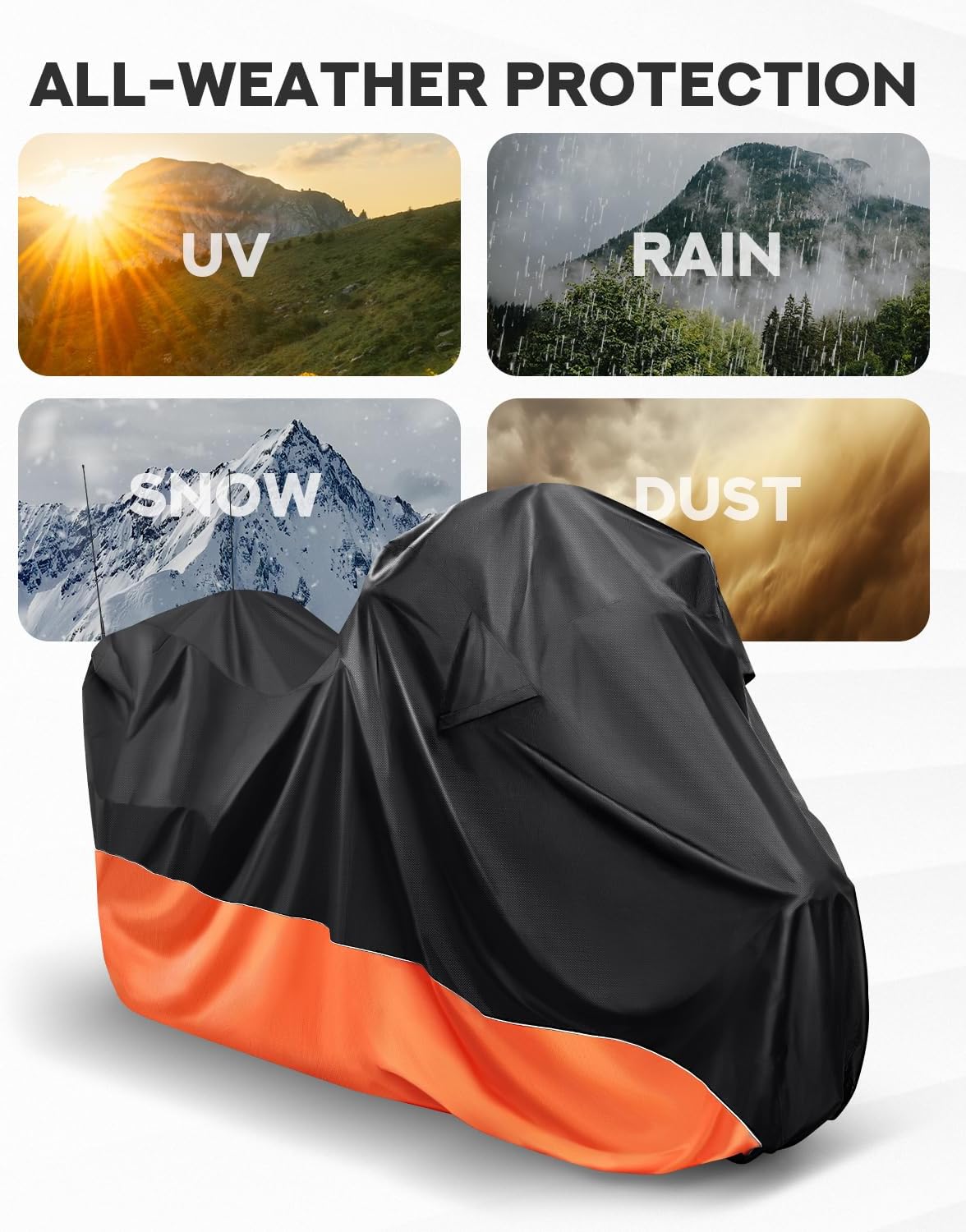 PBYMT Motorcycle Cover with Side Top Box, Waterproof Cover Compatible with Harley Davidson Touring Ultra Limited Street Glide Road Glide Electra Glide Outdoor All Weather Protection, 116" x 47" x 53"