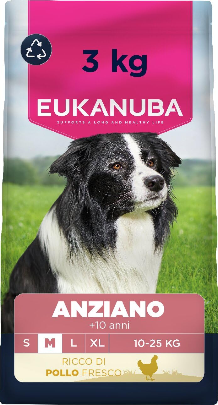 EUKANUBA Cibo secco per cani Senior con pollo fresco per razze di taglia media 3 kg