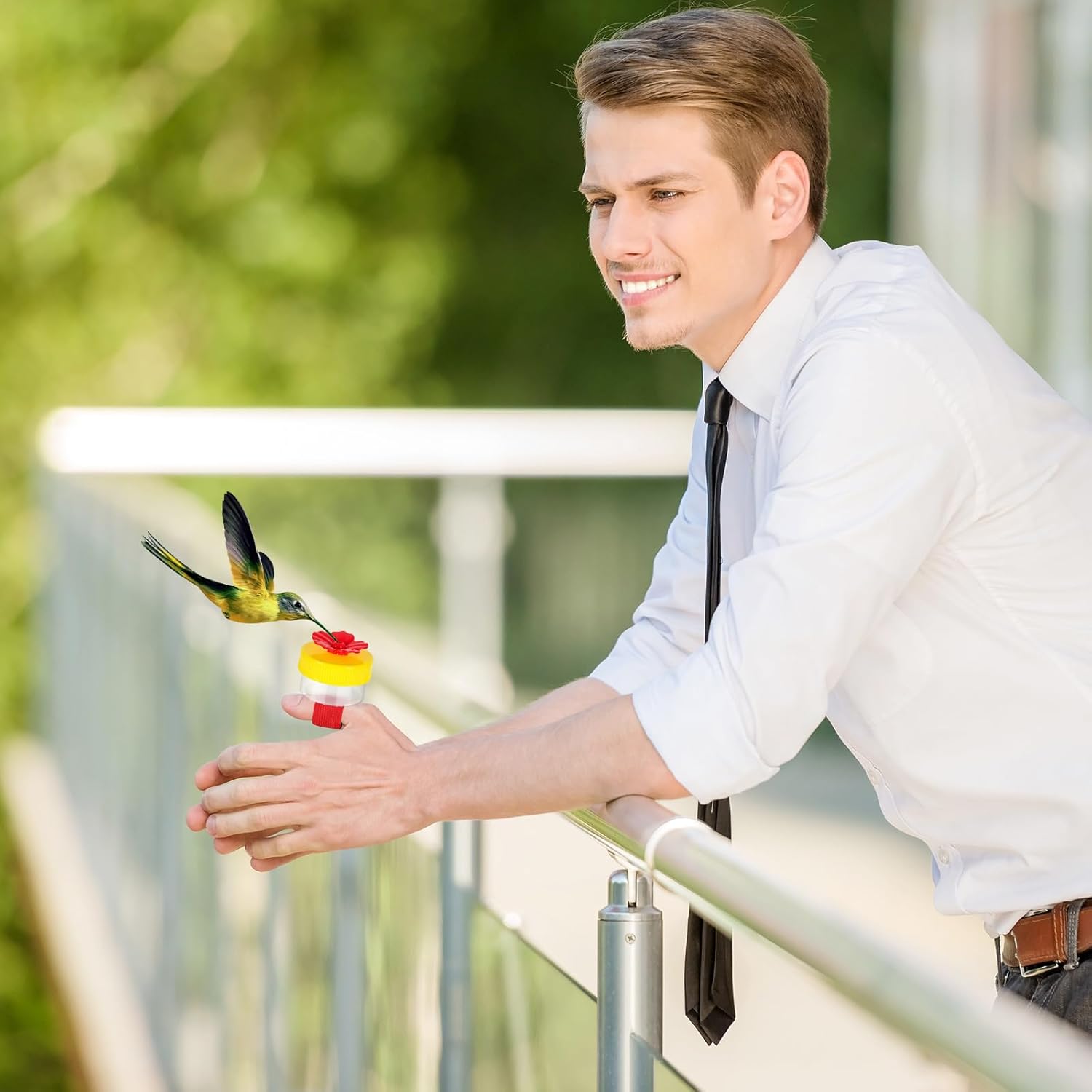 Hummingbird Ring Feeders, 2 Pcs Hand Held Hummingbird Feeders with Cleaning Brush, Hand Feed Bird Feeder for Window Outdoors - Image 6